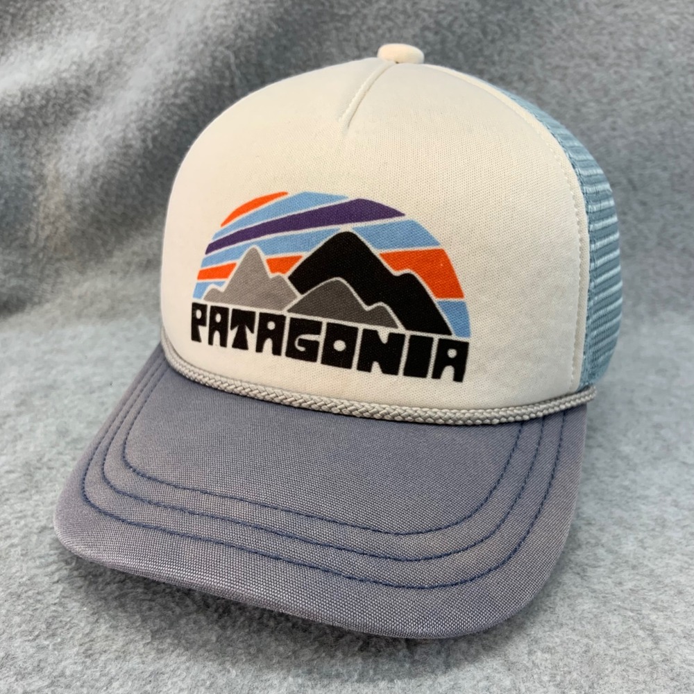 Patagonia Fitz Roy Mountain Logo Unisex Blue Trucker Hat Snapback OSFM